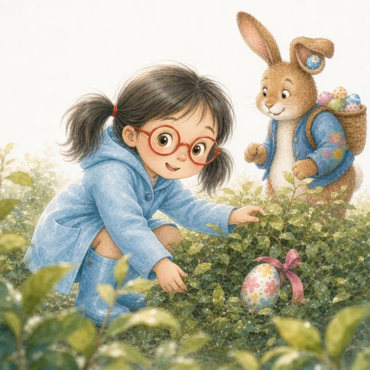 Mila sort un œuf couvert de fleurs des buissons